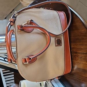 Dooney & Bourke Zip Satchel bag two tone tan and brown